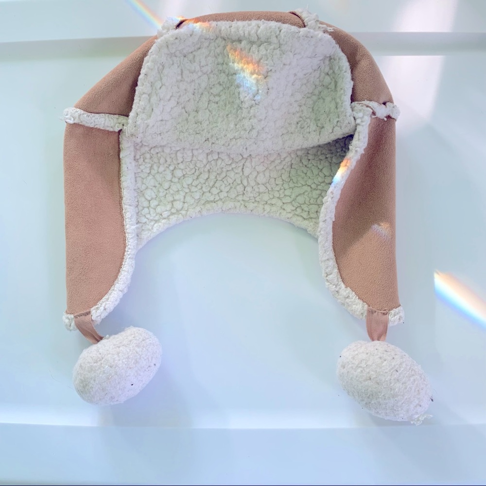 GapKids Tan Suede & White Fleece Aviator Winter Hat Size S/M